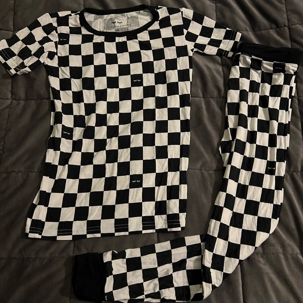 Little Sleepies Black & White Cool Checks Pajama Set